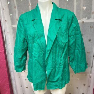 #116 Chico's Turquoise Emerald Green Dress Jacket Blazer Size 3 (16)